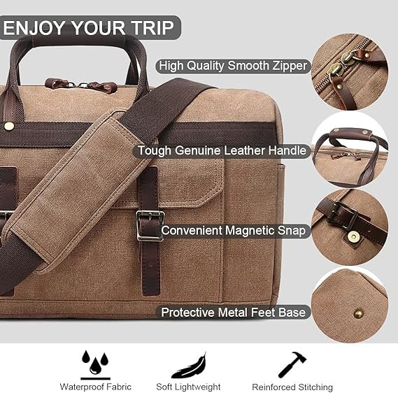 waxed canvas cowhide leather travel duffle bag 42l duffel bag waterproof overnight carry on luggage sport weekender bag for men (brown 23") (copy) waxed canvas cowhide leather travel duffle bag 42l duffel bag waterproof overnight carry on luggage sport weekender bag for men (brown 23") (copy)
