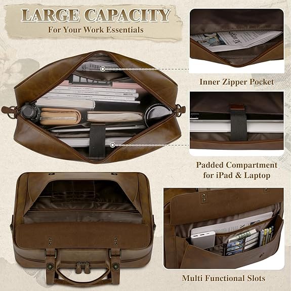 luxorro full grain leather briefcase for men, top choice gifts, handcrafted laptop bag with multiple compartments and brass hardware, fits 15.6 inch laptop (copy) luxorro full grain leather briefcase for men, top choice gifts, handcrafted laptop bag with multiple compartments and brass hardware, fits 15.6 inch laptop (copy)
