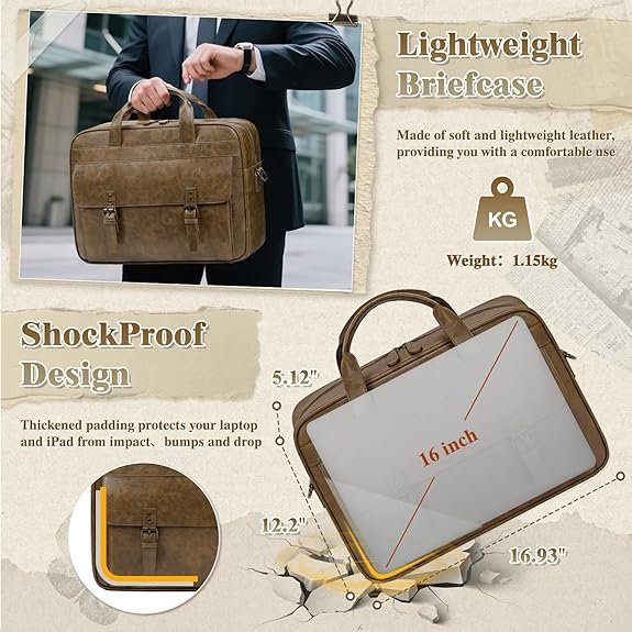 luxorro full grain leather briefcase for men, top choice gifts, handcrafted laptop bag with multiple compartments and brass hardware, fits 15.6 inch laptop (copy) luxorro full grain leather briefcase for men, top choice gifts, handcrafted laptop bag with multiple compartments and brass hardware, fits 15.6 inch laptop (copy)