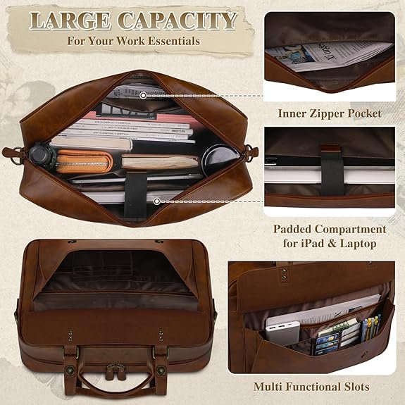 luxorro full grain leather briefcase for men, top choice gifts, handcrafted laptop bag with multiple compartments and brass hardware, fits 15.6 inch laptop (copy) luxorro full grain leather briefcase for men, top choice gifts, handcrafted laptop bag with multiple compartments and brass hardware, fits 15.6 inch laptop (copy)
