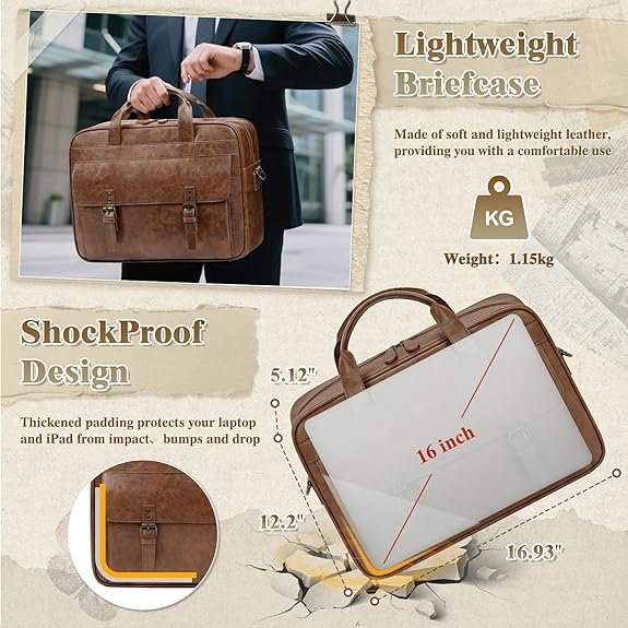 luxorro full grain leather briefcase for men, top choice gifts, handcrafted laptop bag with multiple compartments and brass hardware, fits 15.6 inch laptop (copy) luxorro full grain leather briefcase for men, top choice gifts, handcrafted laptop bag with multiple compartments and brass hardware, fits 15.6 inch laptop (copy)